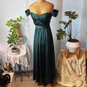 Elegant emerald Green Off-Shoulder Dress prom evening 12/14